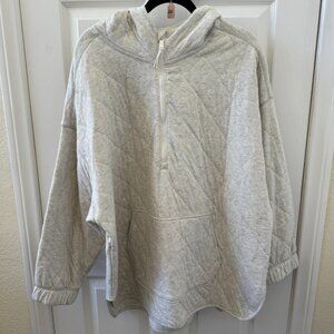 Quilted Grey Pullover Hoodie